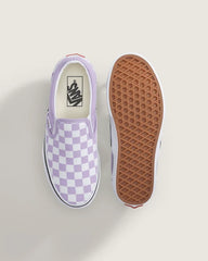 Big Kids Classic Slip-On Checkerboard Shoe - Checkerboard Soft Orchid Purple