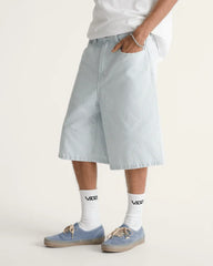 Check-5 Baggy Denim Shorts - Ice Stripe Blue