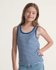 Kids Lilly Stripe Tank - True Navy Blue