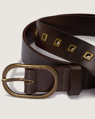 Determined Leather Belt - Coal Brown