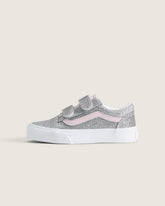 Little Kids Old Skool V Shoe - Glitter Silver / Pale Petal
