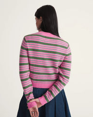 Dolly Stripe Cardigan Sweater - Fizz Pink