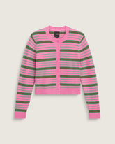 Dolly Stripe Cardigan Sweater - Fizz Pink