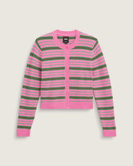 Dolly Stripe Cardigan Sweater - Fizz Pink