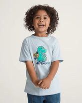 Little Kids Prehistoric Skater T-Shirt - Dawn Mist Blue