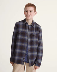 Kids Bixby Plaid Flannel Shirt - Dark Port Red / Pewter Heather Grey