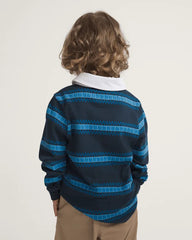 Little Kids V Rugby Long Sleeve Shirt - Dress Blues
