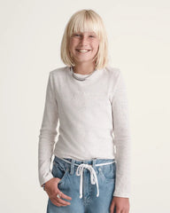 Kids Teri Confetti Rib Long Sleeve Shirt - Marshmallow White