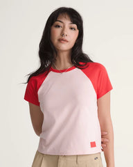 Gracie Raglan T-Shirt - Coral Blush Pink