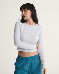 Waffle Long Sleeve Shirt - Heather White