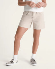 Check-5 Mid Rise Shorts - Oatmeal Beige