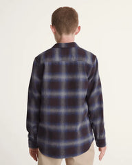 Kids Bixby Plaid Flannel Shirt - Dark Port Red / Pewter Heather Grey
