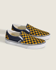 Classic Slip-On Checkerboard Shoe - Checkerboard Navy Blue / Gold