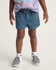 Little Kids Joy Ruffled Elastic Waist Shorts - Vintage Indigo Blue