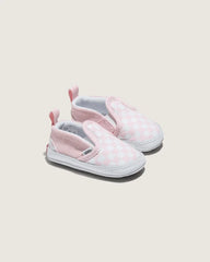 Infant Slip-On V Crib Checkerboard Shoe - Checkerboard Blushing Bride Pink / True White