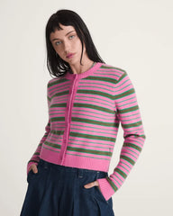 Dolly Stripe Cardigan Sweater - Fizz Pink