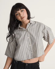 Crop Shirt - Black-White