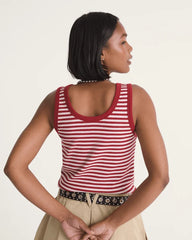 Lilly Stripe Tank - Poppy Ember Red