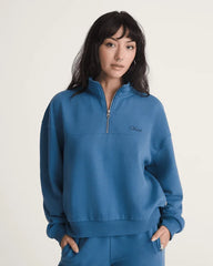 Script Logo Mock Neck Sweatshirt - True Navy Blue