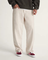 Premium Check-5 Loose Denim Pants - Natural Seed Beige