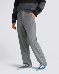 Drill Chore Carpenter Loose Striped Pants - Indigo Blue