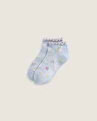 Kids Rufflen Low Crew Socks - Soft Slate