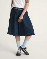 Authentic Chino Denim Skirt - Dark Rinse Blue