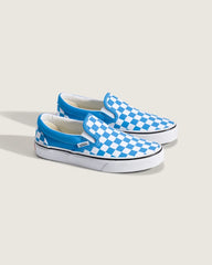 Big Kids Classic Slip-On Checkerboard Shoe - Checkerboard Bright Azure Blue