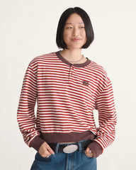 Molly Long Sleeve Henley - Pale Petal Pink / Poppy Ember Red