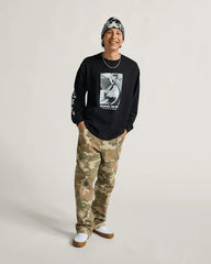 Drill Chore Carpenter Loose Denim Pants - Vintage Camo Black