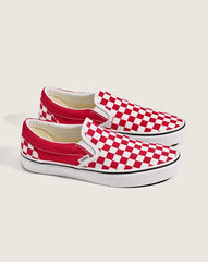 Game Day Classic Slip-On Checkerboard Shoe - Checkerboard Crimson Red / True White
