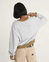 Molly Long Sleeve Henley - Marshmallow White / Cement Heather Grey
