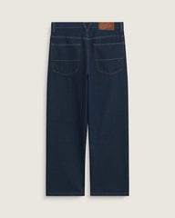 Premium Check-5 Loose Denim Pants - Dark Rinse Blue