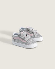 Toddler Old Skool V Shoe - Glitter Silver / Pale Petal