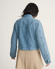Premium Wmn Pomona Collarless Station Jacket - Stonewash Blue