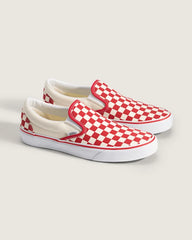Classic Slip-On Checkerboard Shoe - Checkerboard Racing Red / White