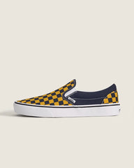 Classic Slip-On Checkerboard Shoe - Checkerboard Navy Blue / Gold
