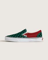 Classic Slip-On Checkerboard Shoe - Checkerboard Green / Red