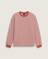 Wesley Stripe Long Sleeve Knit Shirt - Light Bronze Brown