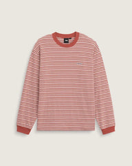 Wesley Stripe Long Sleeve Knit Shirt - Light Bronze Brown