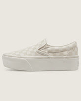 Classic Slip-On Platform Checkerboard Shoe - Checkerboard Marshmallow White / Turtledove White