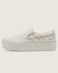 Classic Slip-On Platform Checkerboard Shoe - Checkerboard Marshmallow White / Turtledove White