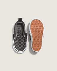 Toddler Classic Slip-On V Checkerboard Shoe - Checkerboard Black / Pewter Grey