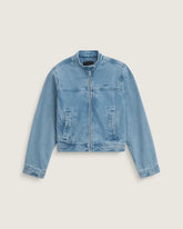 Premium Wmn Pomona Collarless Station Jacket - Stonewash Blue