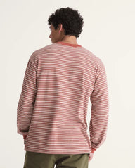 Wesley Stripe Long Sleeve Knit Shirt - Light Bronze Brown