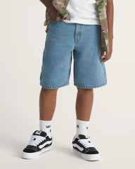 Kids Check-5 Baggy Denim Shorts - Stonewash Blue
