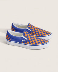 Classic Slip-On Shoe - Checkerboard Blue / Orange