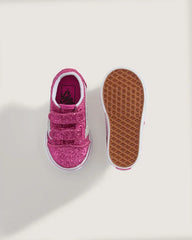 Toddler Old Skool V Shoe - Glitter Raspberry Rose Pink