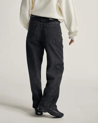 Sirelle 5 Pocket Denim Puddle Pants - Black