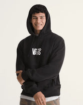 Stretch Logo Pullover Hoodie - Black / White